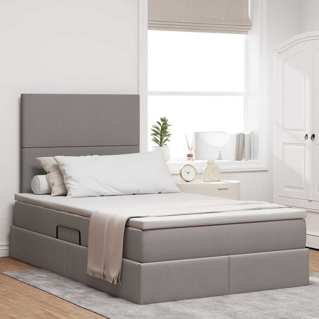 vidaXL Storage Bed with LED Taupe 120 x 190 cm Polyester