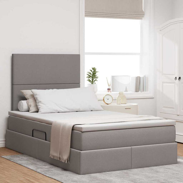 vidaXL Storage Bed with LED Taupe 120 x 190 cm Polyester