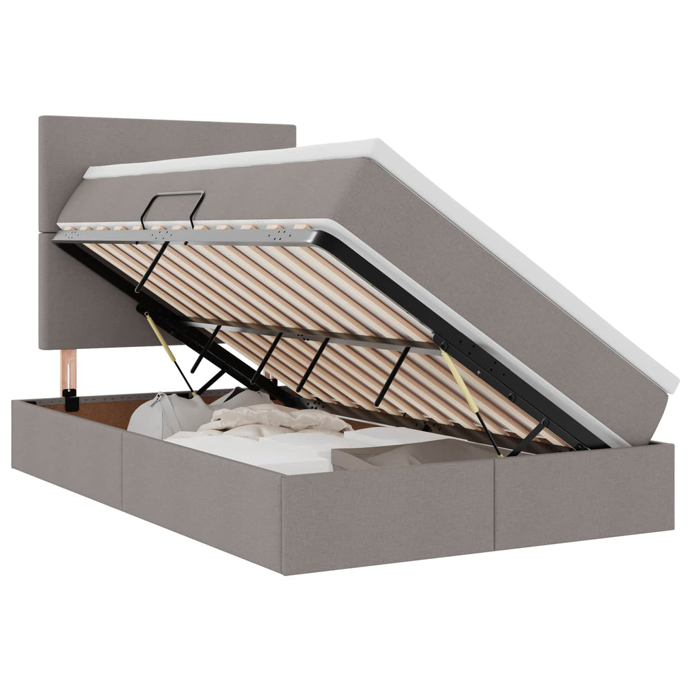 vidaXL Storage Bed with LED Taupe 120 x 190 cm Polyester