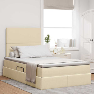 vidaXL Storage Bed with LED Cream 120 x 190 cm Polyester