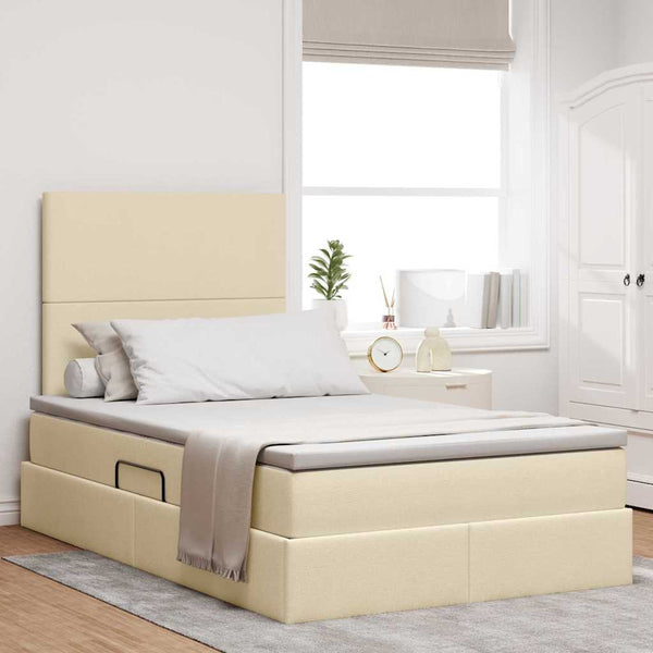 vidaXL Storage Bed with LED Cream 120 x 190 cm Polyester