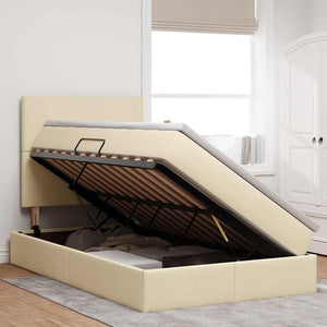 vidaXL Storage Bed with LED Cream 120 x 190 cm Polyester