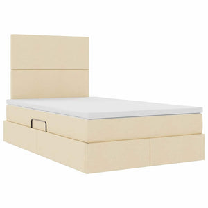 vidaXL Storage Bed with LED Cream 120 x 190 cm Polyester