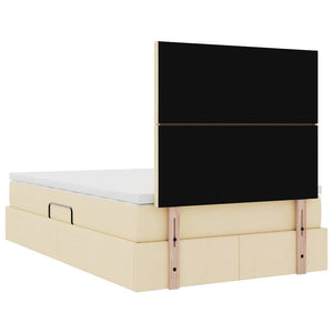 vidaXL Storage Bed with LED Cream 120 x 190 cm Polyester