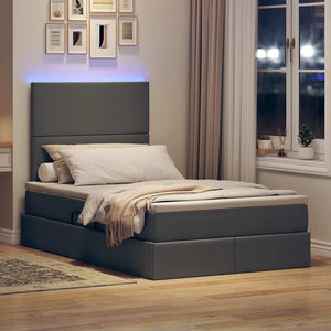 vidaXL Storage Bed with LED Light Dark Gray 120 x 200 cm Polyester
