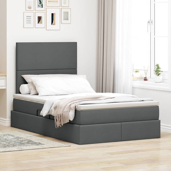 vidaXL Storage Bed with LED Light Dark Gray 120 x 200 cm Polyester