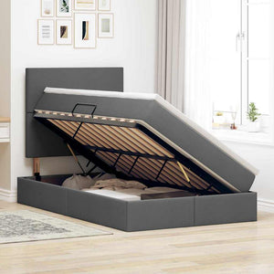 vidaXL Storage Bed with LED Light Dark Gray 120 x 200 cm Polyester