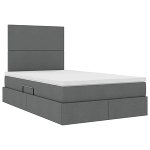 vidaXL Storage Bed with LED Light Dark Gray 120 x 200 cm Polyester