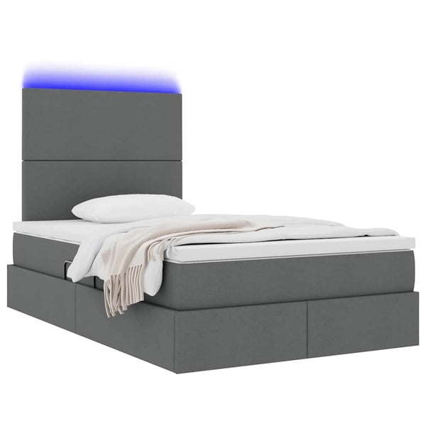 vidaXL Storage Bed with LED Light Dark Gray 120 x 200 cm Polyester