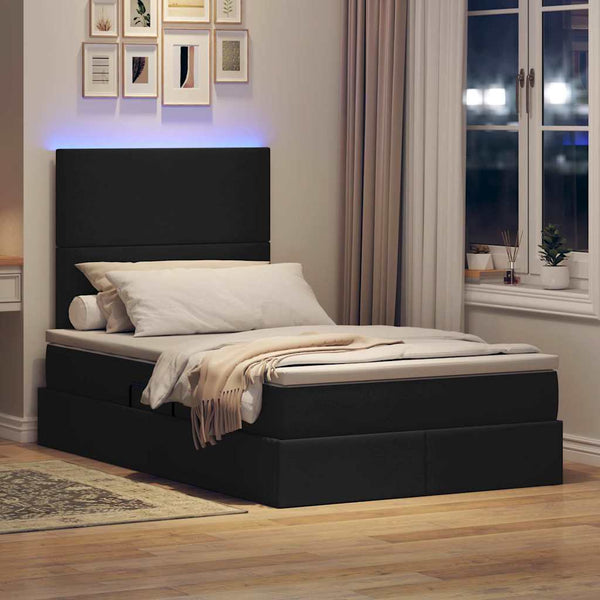vidaXL Storage Bed with LED Black 120 x 200 cm Polyester