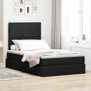 vidaXL Storage Bed with LED Black 120 x 200 cm Polyester