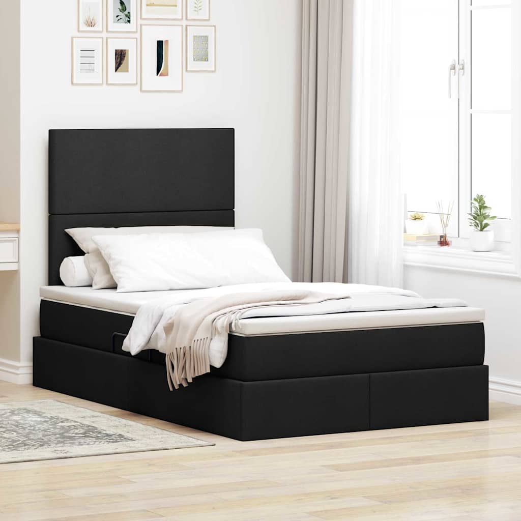 vidaXL Storage Bed with LED Black 120 x 200 cm Polyester