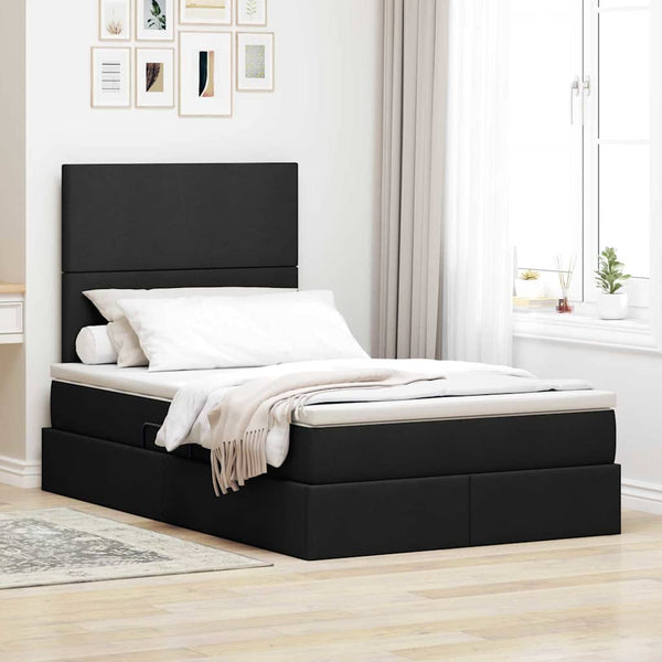 vidaXL Storage Bed with LED Black 120 x 200 cm Polyester