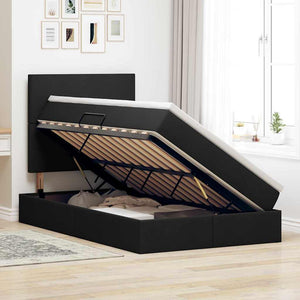 vidaXL Storage Bed with LED Black 120 x 200 cm Polyester