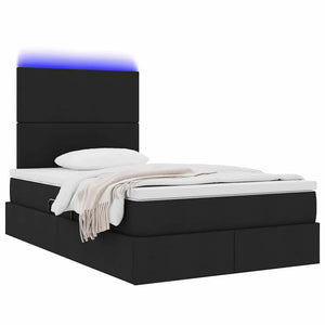 vidaXL Storage Bed with LED Black 120 x 200 cm Polyester
