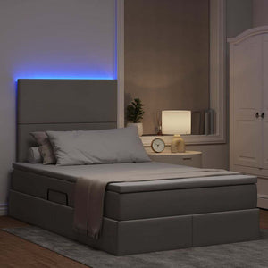 vidaXL LED Storage Bed Taupe 120 x 200 cm Polyester