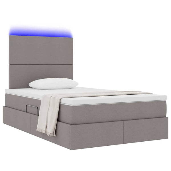 vidaXL LED Storage Bed Taupe 120 x 200 cm Polyester
