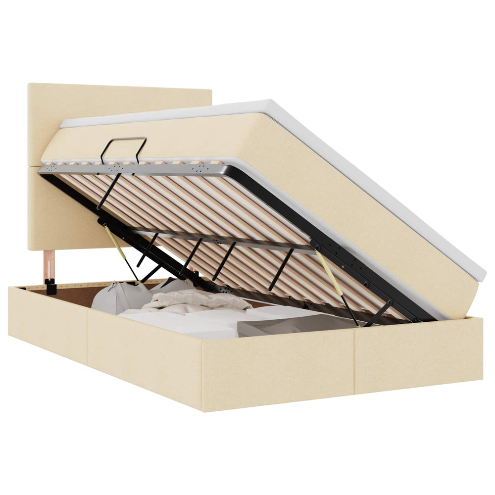 vidaXL Storage and LED Bed with LED Cream 120 x 200 cm Polyester