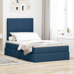 vidaXL Storage Bed with LED and Blue LED 120 x 200 cm Polyester