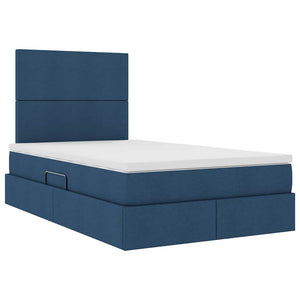 vidaXL Storage Bed with LED and Blue LED 120 x 200 cm Polyester