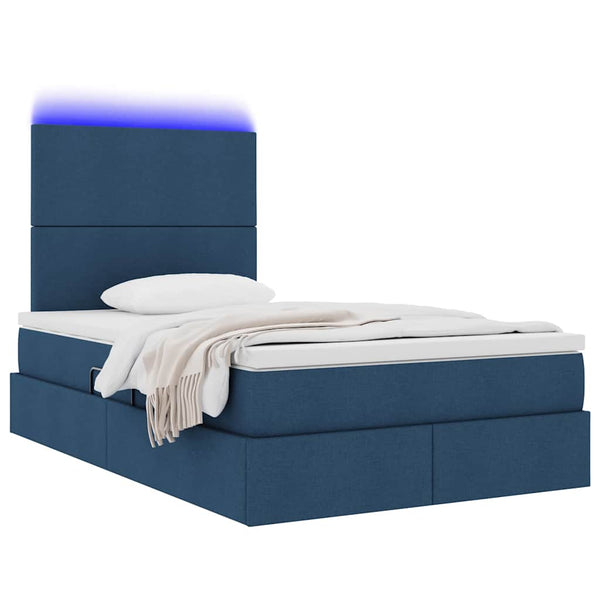vidaXL Storage Bed with LED and Blue LED 120 x 200 cm Polyester