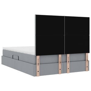 vidaXL Storage Bed with LED Light Grey 140 x 190 cm Polyester