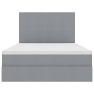 vidaXL Storage Bed with LED Light Grey 140 x 190 cm Polyester