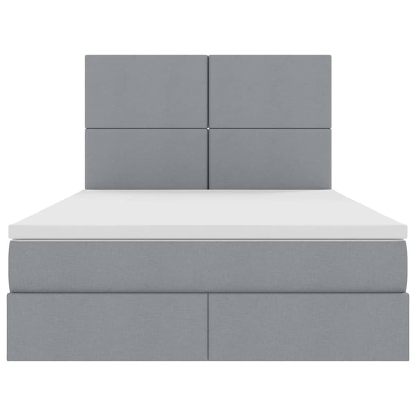 vidaXL Storage Bed with LED Light Grey 140 x 190 cm Polyester