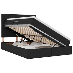 vidaXL Storage Bed with LED Black 140 x 190 cm Polyester