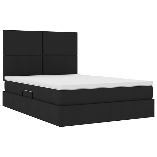 vidaXL Storage Bed with LED Black 140 x 190 cm Polyester