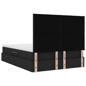 vidaXL Storage Bed with LED Black 140 x 190 cm Polyester