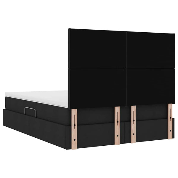 vidaXL Storage Bed with LED Black 140 x 190 cm Polyester