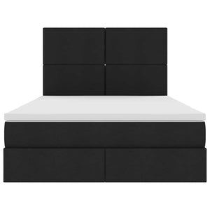 vidaXL Storage Bed with LED Black 140 x 190 cm Polyester
