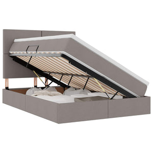 vidaXL LED Bed with Storage Taupe 140 x 190 cm Polyester