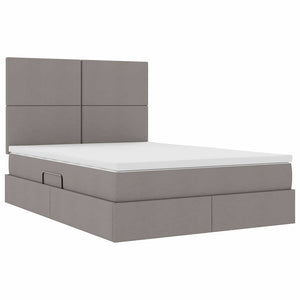 vidaXL LED Bed with Storage Taupe 140 x 190 cm Polyester