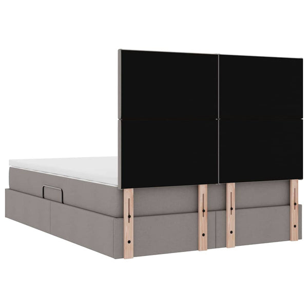 vidaXL LED Bed with Storage Taupe 140 x 190 cm Polyester