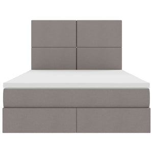 vidaXL LED Bed with Storage Taupe 140 x 190 cm Polyester