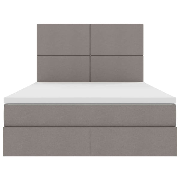 vidaXL LED Bed with Storage Taupe 140 x 190 cm Polyester