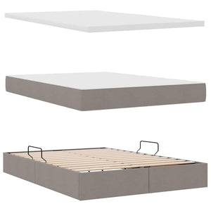 vidaXL LED Bed with Storage Taupe 140 x 190 cm Polyester