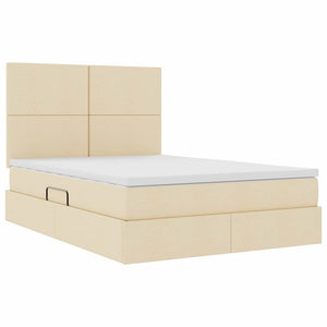 vidaXL LED Storage Bed with Cream LED 140 x 190 cm Polyester