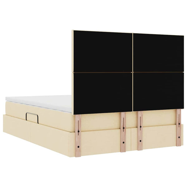 vidaXL LED Storage Bed with Cream LED 140 x 190 cm Polyester