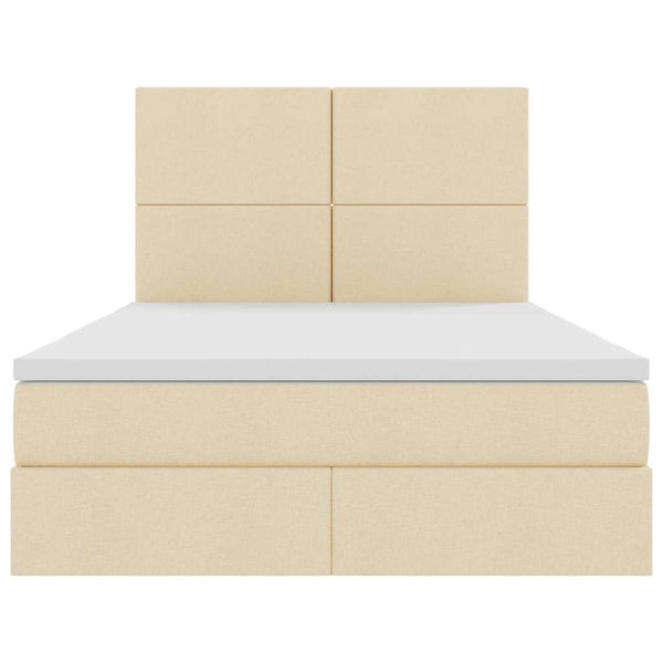 vidaXL LED Storage Bed with Cream LED 140 x 190 cm Polyester