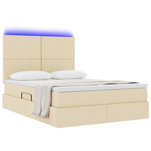 vidaXL LED Storage Bed with Cream LED 140 x 190 cm Polyester
