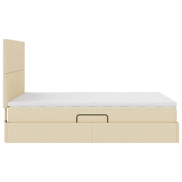 vidaXL LED Storage Bed with Cream LED 140 x 190 cm Polyester