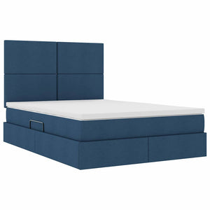 vidaXL Bed with Storage and LED with Blue LED 140 x 190 cm Polyester