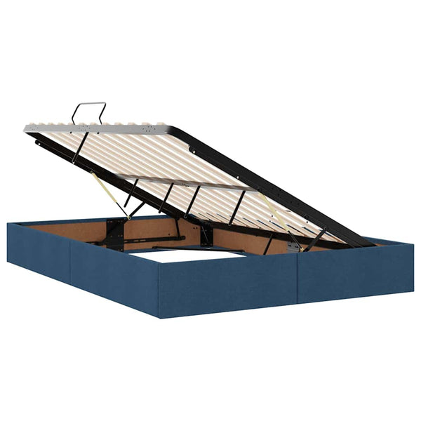 vidaXL Bed with Storage and LED with Blue LED 140 x 190 cm Polyester