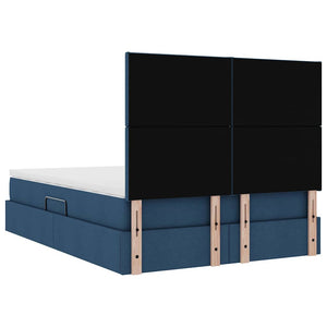 vidaXL Bed with Storage and LED with Blue LED 140 x 190 cm Polyester