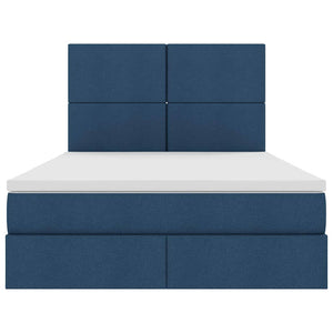 vidaXL Bed with Storage and LED with Blue LED 140 x 190 cm Polyester