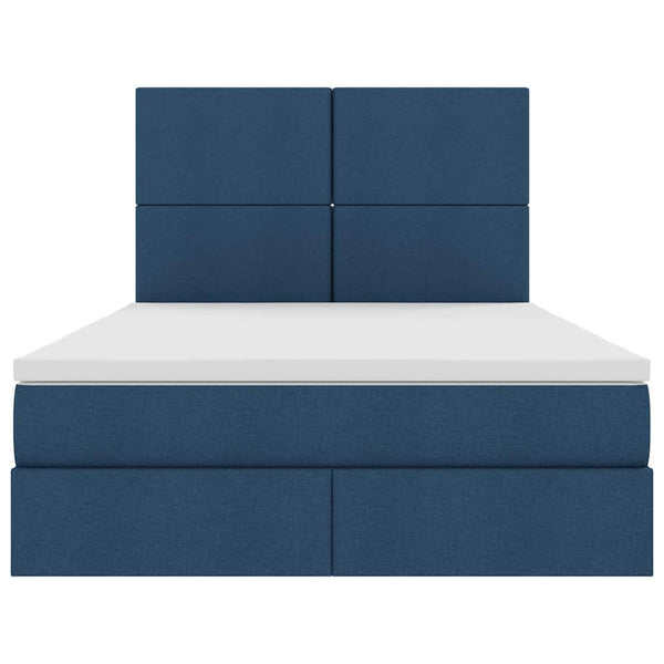 vidaXL Bed with Storage and LED with Blue LED 140 x 190 cm Polyester
