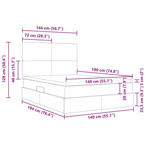 vidaXL Bed with Storage and LED with Blue LED 140 x 190 cm Polyester